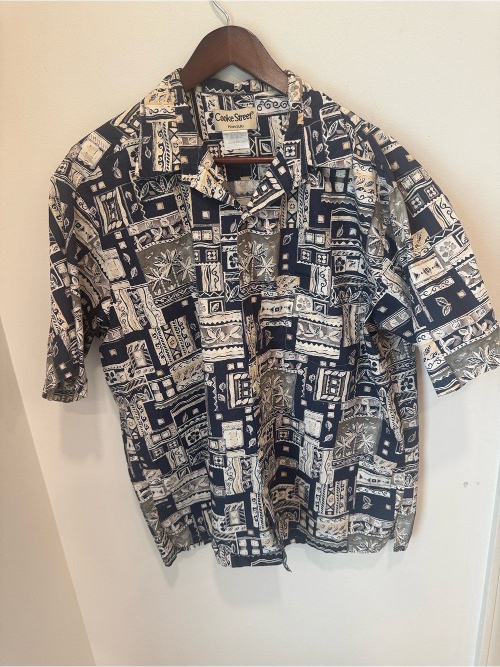 Vintage Cooke Street Made In The USA Hawaiian Honolulu Geometric Aloha Shirt XL